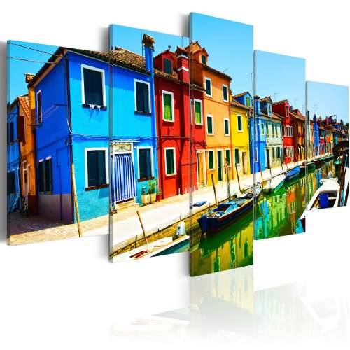 Slika - Houses in the colors of the rainbow 100x50 Cijena