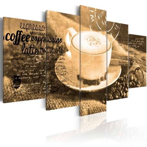 Slika - Coffe, Espresso, Cappuccino, Latte machiato ... - sepia 200x100