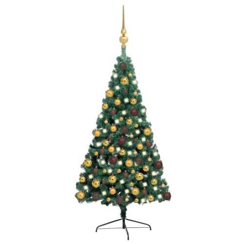 Umjetna polovica božićnog drvca LED s kuglicama zelena 180 cm Cijena