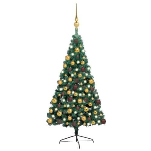 Umjetna osvijetljena polovica božićnog drvca zelena 180 cm