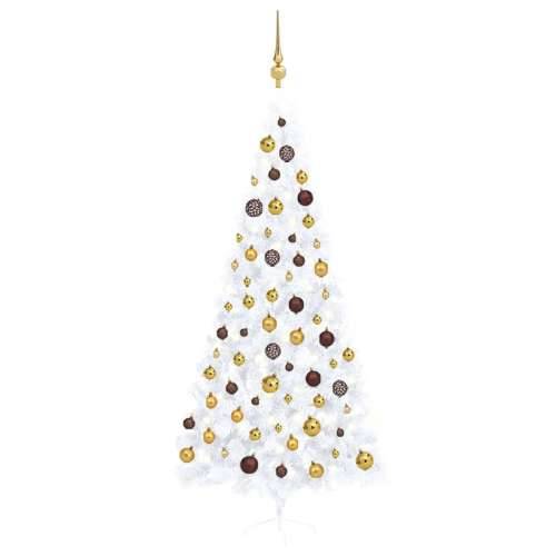 Umjetna osvijetljena polovica božićnog drvca bijela 240 cm