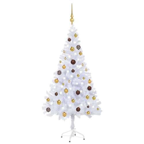 Umjetno osvijetljeno božićno drvce s kuglicama 150 cm 380 grana