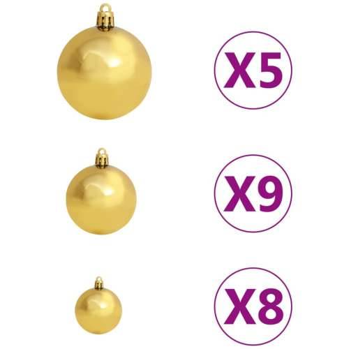 Umjetno osvijetljeno božićno drvce s kuglicama zlatno 120cm PET Cijena