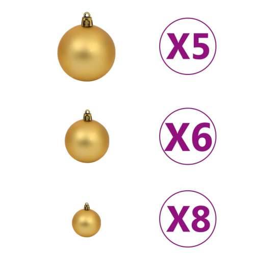 Umjetno osvijetljeno božićno drvce s kuglicama zlatno 180cm PET Cijena