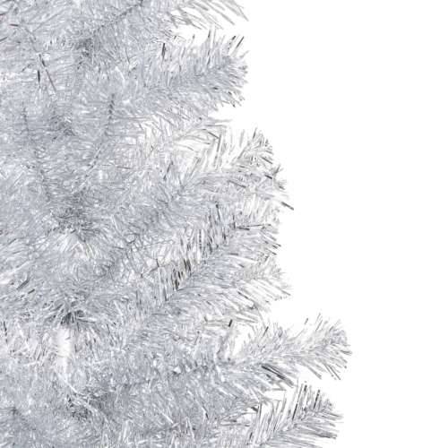 Umjetno osvijetljeno božićno drvce i kuglice srebrno 150 cm PET Cijena