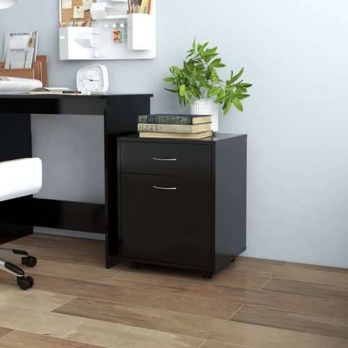 Ormarić s kotačima crni 45 x 38 x 54 cm konstruirano drvo - Crna 1 Cijena