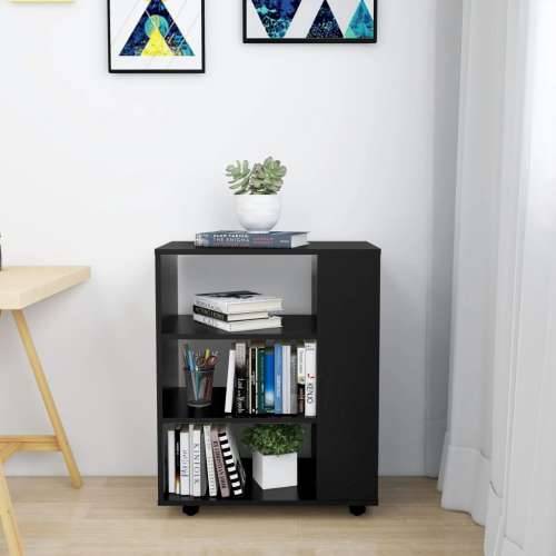 Ormarić s kotačima crni 60 x 35 x 75 cm konstruirano drvo Crna 1 Cijena