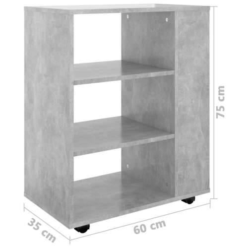 Ormarić s kotačima siva boja betona 60 x 35 x 75 cm drvena - Beton siva 1 Cijena