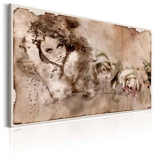Slika - Retro Style: Woman and Roses 60x40 Cijena