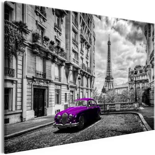 Slika - Car in Paris (1 Part) Violet Wide 120x80 Cijena