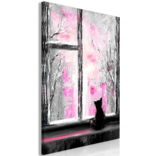 Slika - Longing Kitty (1 Part) Vertical Pink 60x90