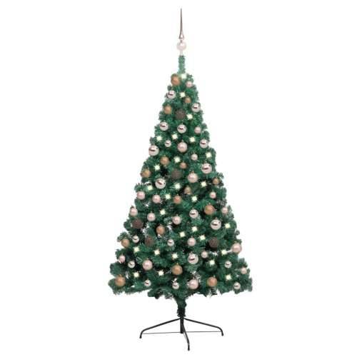 Umjetna osvijetljena polovica božićnog drvca zelena 150 cm