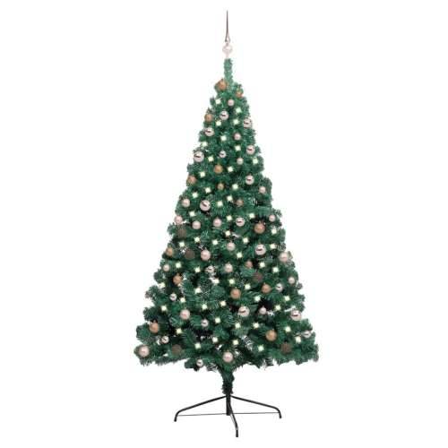 Umjetna osvijetljena polovica božićnog drvca zelena 210 cm