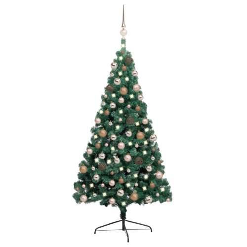 Umjetna osvijetljena polovica božićnog drvca zelena 240 cm