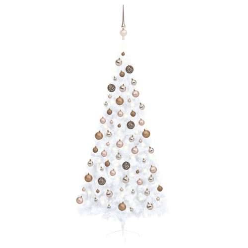 Umjetna osvijetljena polovica božićnog drvca bijela 210 cm