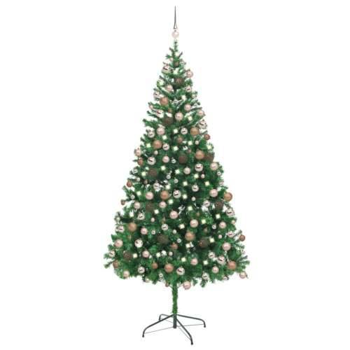 Umjetno osvijetljeno božićno drvce s kuglicama 210 cm 910 grana