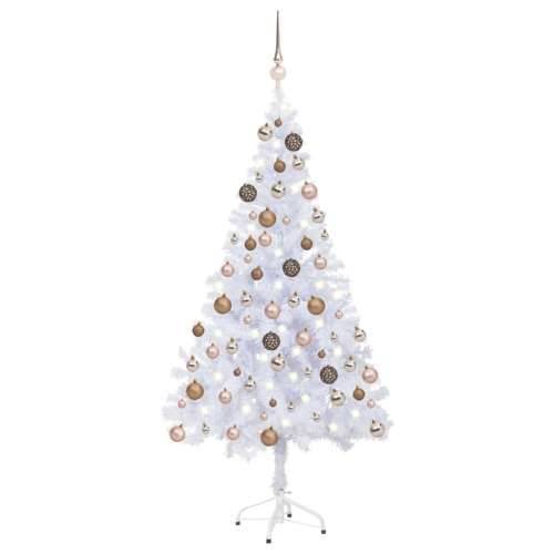 Umjetno osvijetljeno božićno drvce s kuglicama 150 cm 380 grana