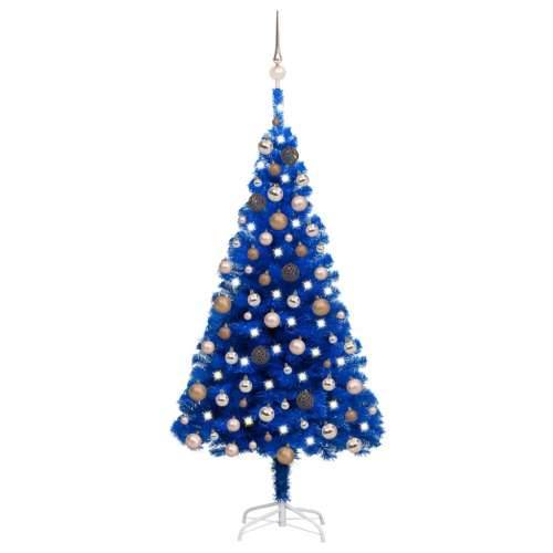 Umjetno osvijetljeno božićno drvce s kuglicama plavo 150 cm PVC Cijena