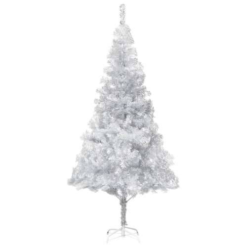 Umjetno osvijetljeno božićno drvce i kuglice srebrno 240 cm PET Cijena