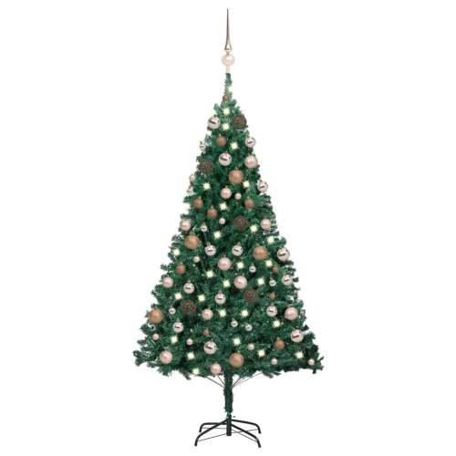 Umjetno osvijetljeno božićno drvce s kuglicama zeleno 120cm PVC