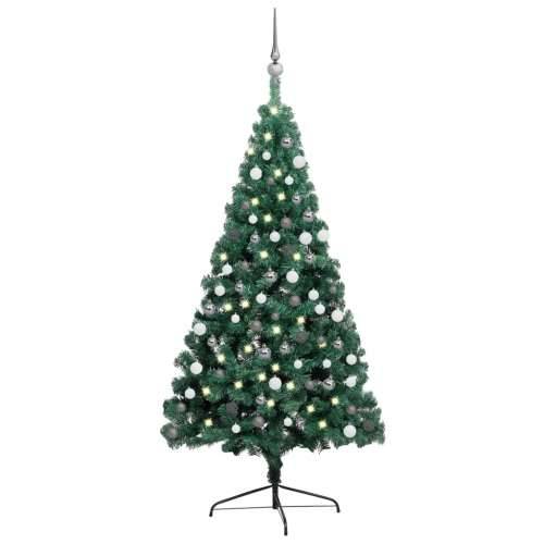 Umjetna osvijetljena polovica božićnog drvca zelena 120 cm