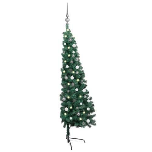 Umjetna osvijetljena polovica božićnog drvca zelena 150 cm Cijena