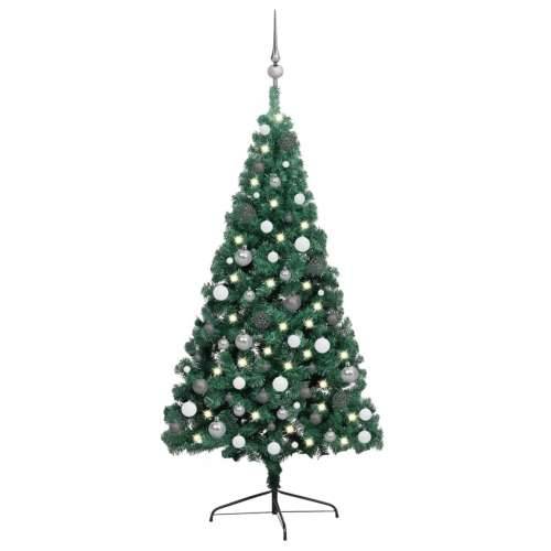 Umjetna osvijetljena polovica božićnog drvca zelena 240 cm