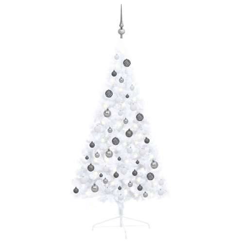 Umjetna osvijetljena polovica božićnog drvca bijela 120 cm