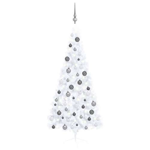 Umjetna osvijetljena polovica božićnog drvca bijela 180 cm