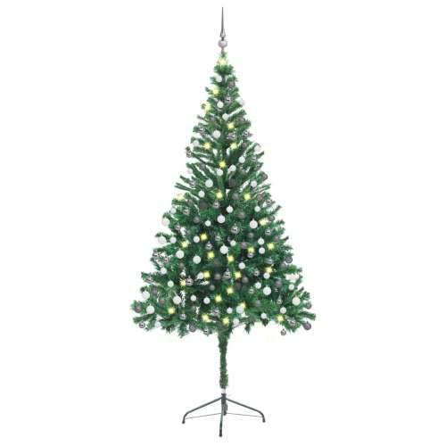 Umjetno osvijetljeno božićno drvce s kuglicama 210 cm 910 grana