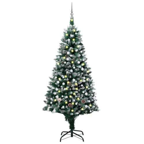 Umjetno osvijetljeno božićno drvce s kuglicama i šiškama 210 cm Cijena