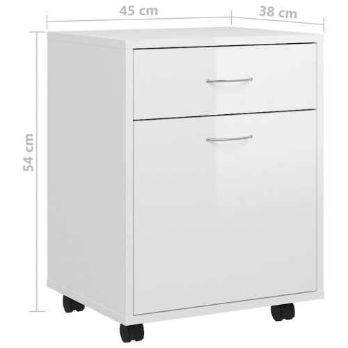 Ormarić s kotačima sjajni bijeli 45x38x54 cm konstruirano drvo - Visoko sjajno bijela 1 Cijena