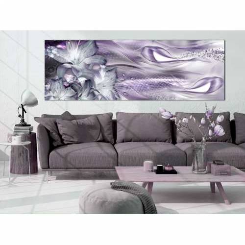 Slika - Lilies and Waves (1 Part) Narrow Pale Violet 120x40 Cijena
