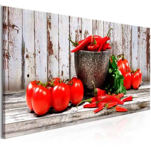 Slika - Red Vegetables (1 Part) Wood Narrow 120x40 Cijena