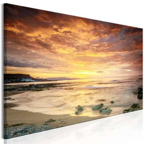 Slika - Beach in Crete (1 Part) Narrow Orange 120x40