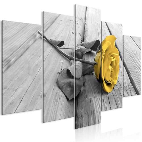 Slika - Rose on Wood (5 Parts) Wide Yellow 100x50 Cijena