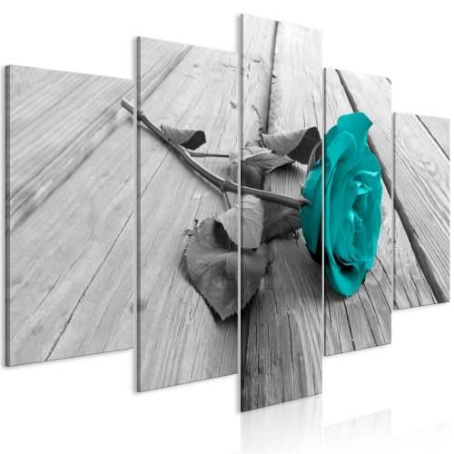Slika - Rose on Wood (5 Parts) Wide Turquoise 200x100 Cijena