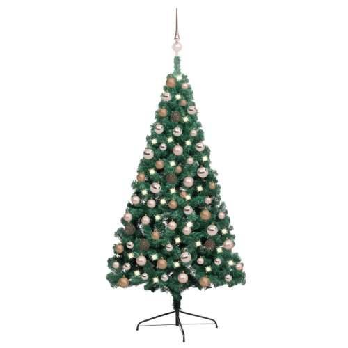 Umjetna osvijetljena polovica božićnog drvca zelena 120 cm
