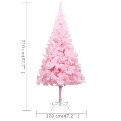 Umjetno osvijetljeno božićno drvce s kuglicama rozo 210 cm PVC Cijena