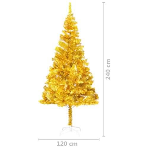 Umjetno osvijetljeno božićno drvce i kuglice zlatno 240 cm PET Cijena