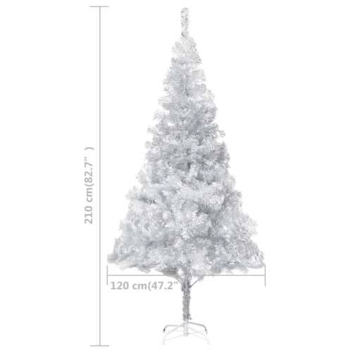 Umjetno osvijetljeno božićno drvce i kuglice srebrno 210 cm PET Cijena