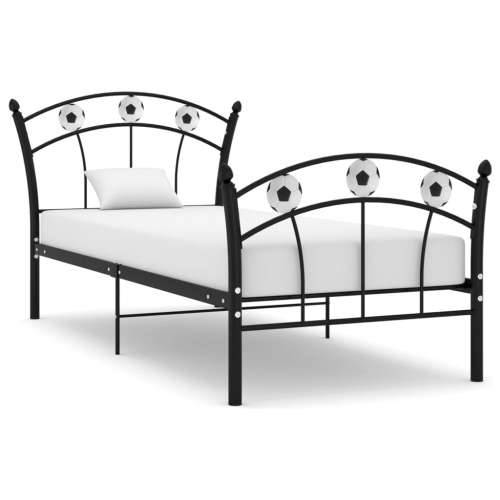 Okvir za krevet s nogometnim uzorkom crni metalni 90 x 200 cm - Crna Cijena