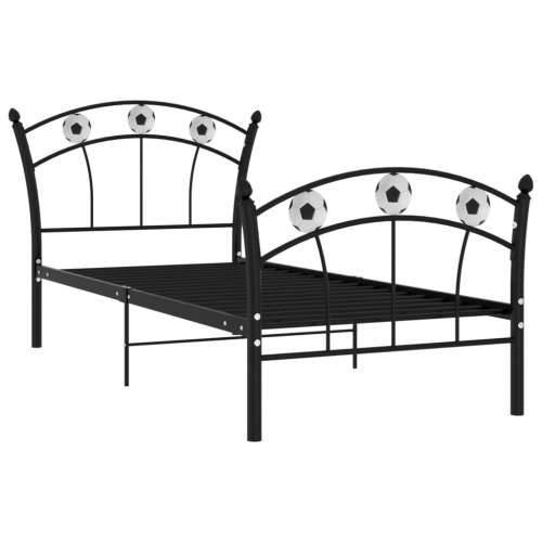 Okvir za krevet s nogometnim uzorkom crni metalni 90 x 200 cm - Crna Cijena