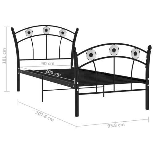 Okvir za krevet s nogometnim uzorkom crni metalni 90 x 200 cm - Crna Cijena