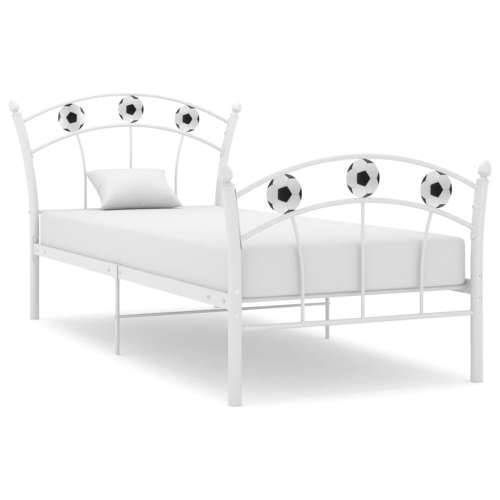 Okvir za krevet s nogometnim uzorkom bijeli metal 90 x 200 cm - Bijela Cijena
