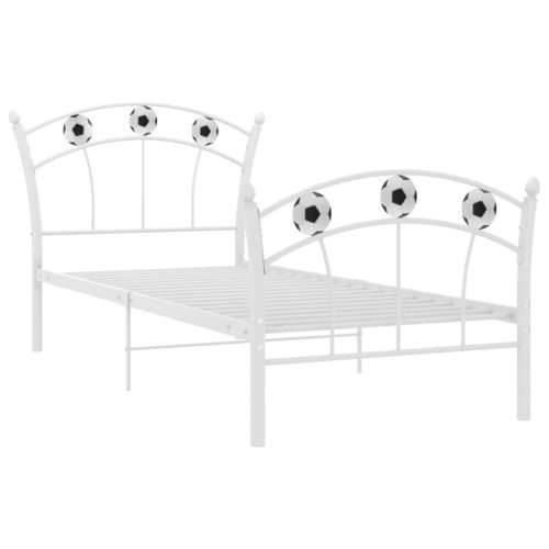 Okvir za krevet s nogometnim uzorkom bijeli metal 90 x 200 cm - Bijela Cijena
