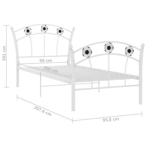 Okvir za krevet s nogometnim uzorkom bijeli metal 90 x 200 cm - Bijela Cijena