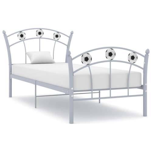 Okvir za krevet s nogometnim uzorkom sivi metalni 90 x 200 cm - Siva Cijena