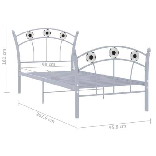 Okvir za krevet s nogometnim uzorkom sivi metalni 90 x 200 cm - Siva Cijena