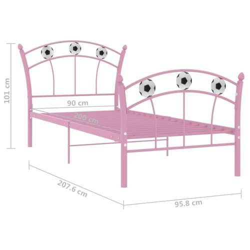 Okvir za krevet s nogometnim uzorkom ružičasti metal 90x200 cm - Ružičasta Cijena